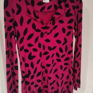 Diane Von Furstenberg Pink and Black Leaf Blouse